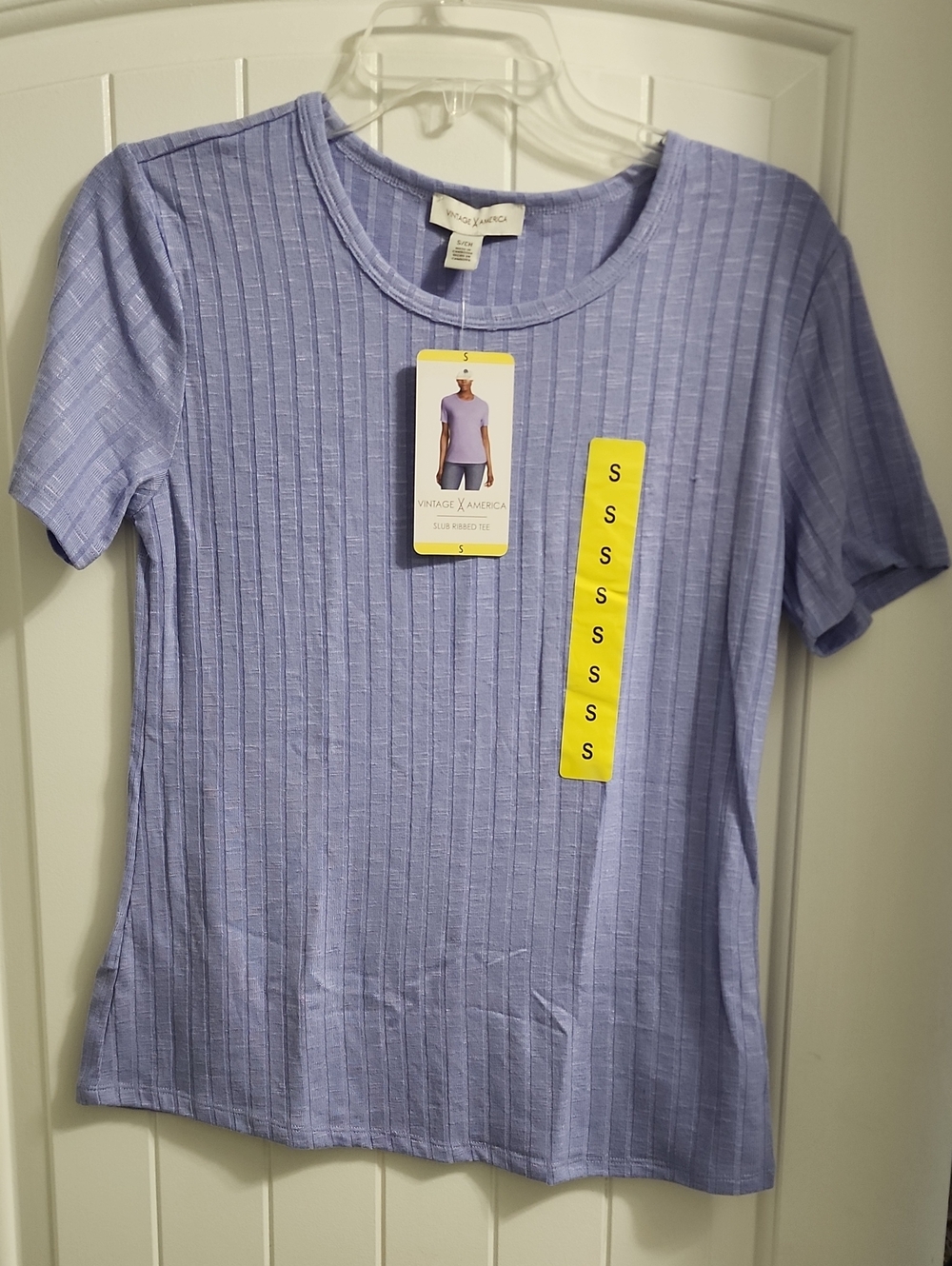 Vintage America Light Lavender Ribbed Short Sleeve Tee